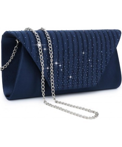 Women Evening Bags Wedding Purses Handbags Party Clutches Cocktail Prom Clutch with Glitter Rhinestones (Black) Navy Blue Wit...