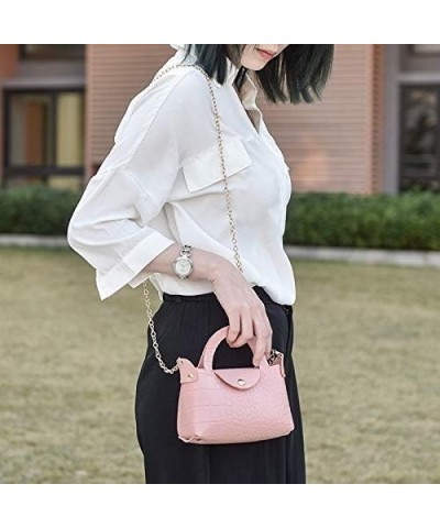 Women's Solid Faux Leather Tote Bag Ladies Fashion One Shoulder Handbag All- Messenger Bag with Chain Strap (Pink, One Size) ...