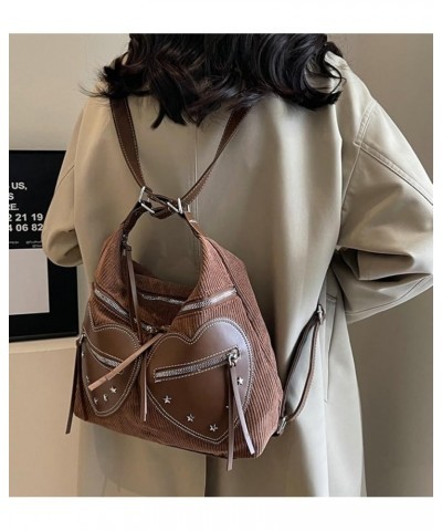 Tote Bag Shoulder Bag for Women Chic Love Heart Embroidered Hobo Bag PU Leather Satchel Corduroy Handbag Purse A Coffee $29.0...