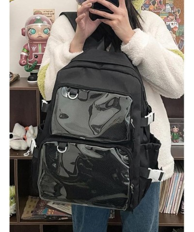 Cute Ita Backpack for Anime Pins Display Double Transparent Window Kawaii Pins Bag with Inserts Multi Purpose Collector Bag (...