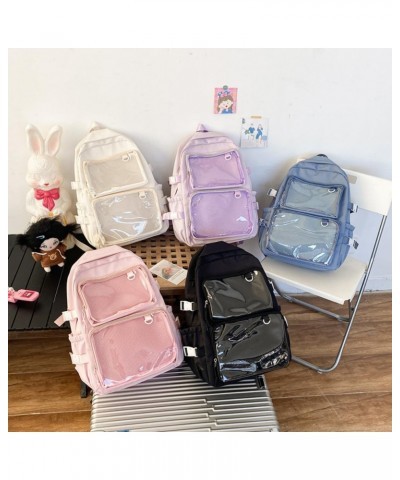 Cute Ita Backpack for Anime Pins Display Double Transparent Window Kawaii Pins Bag with Inserts Multi Purpose Collector Bag (...