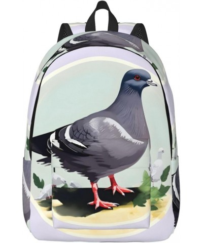 Grey Pigeon Print Print Lightweight Travel Canvas Backpack Casual Daypack For Men Women Work, Sports, Beach Black Small $17.5...