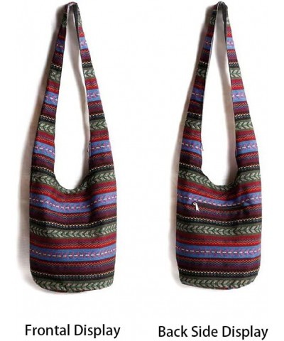 Shoulder Bag for women Hippie Crossbody Bag Bohemian Satchel Printed Cotton Linen Hobo Bag Purse Style 3 $13.15 Totes