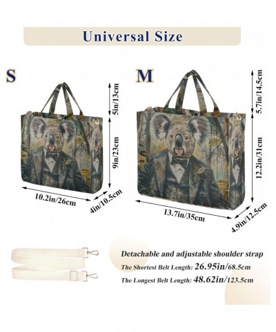 Koala Gentleman Corduroy Women Tote Bag, Handbag Purse with Detachable Strap Small Size $17.10 Crossbody Bags