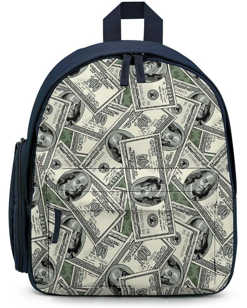 US Dollars Pattern Funny Backpack Small Casual Daypack Purse Travel Bag with Adjustable Strap Cute Print Blue-style $18.01 Ba...