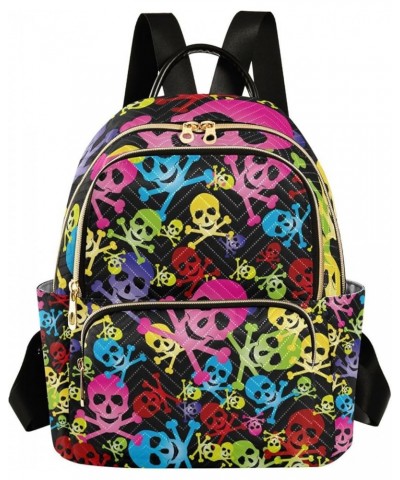 Halloween Women Backpack Rainbow Pirate Skull Anti-Theft Travel Backpack with Luggage Belt Durable Handbag Lady Purse Roomy D...