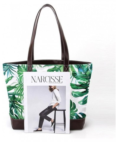 Canvas Tote Bag, Large Tote Bag, Tote Bag with Zipper, Green Palm Leaf Tropical, Totes for Women Pattern 632 $22.56 Totes