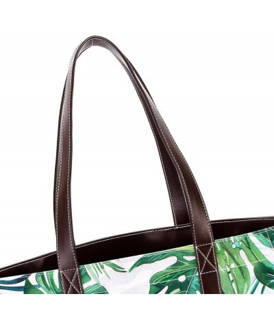 Canvas Tote Bag, Large Tote Bag, Tote Bag with Zipper, Green Palm Leaf Tropical, Totes for Women Pattern 632 $22.56 Totes