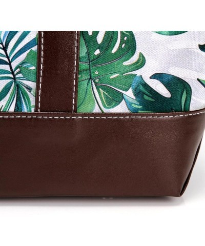 Canvas Tote Bag, Large Tote Bag, Tote Bag with Zipper, Green Palm Leaf Tropical, Totes for Women Pattern 632 $22.56 Totes