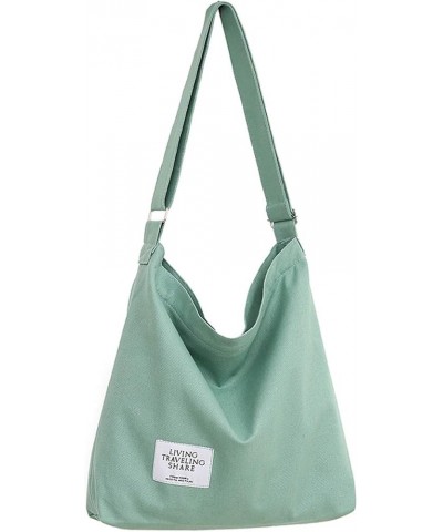 Women's Retro Large Size Canvas Shoulder Bag Hobo Crossbody Handbag Casual Tote Dark Sea Green $9.87 Totes