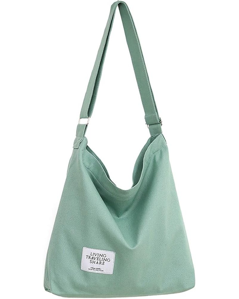 Women's Retro Large Size Canvas Shoulder Bag Hobo Crossbody Handbag Casual Tote Dark Sea Green $9.87 Totes