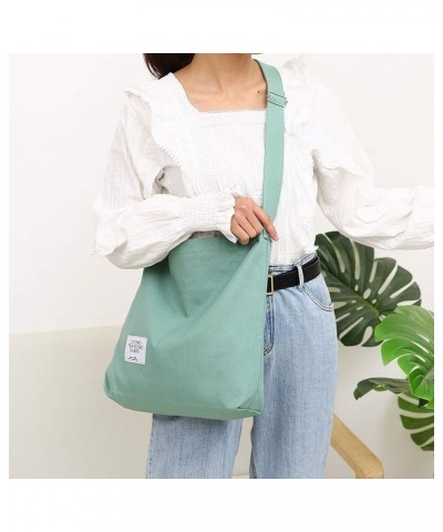 Women's Retro Large Size Canvas Shoulder Bag Hobo Crossbody Handbag Casual Tote Dark Sea Green $9.87 Totes