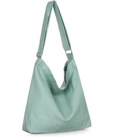 Women's Retro Large Size Canvas Shoulder Bag Hobo Crossbody Handbag Casual Tote Dark Sea Green $9.87 Totes