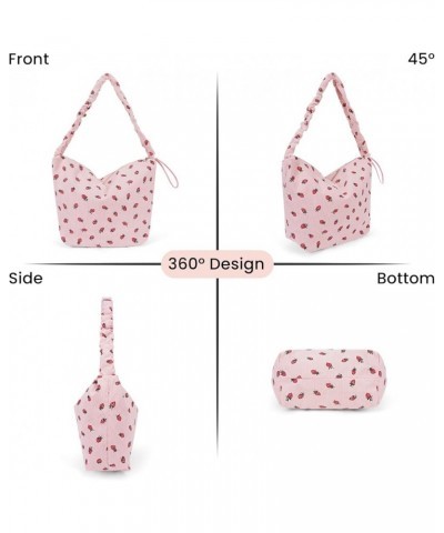 Corduroy Tote Bag Cute Strawberry Purse Shoulder Bag for Women Aesthetic Tote Bag Hobo Purse with Zipper A1-pink $15.92 Totes