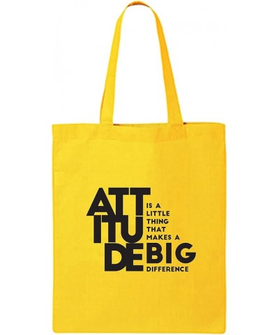 Attitude Cotton Canvas Tote Bag Yellow $11.54 Handbags