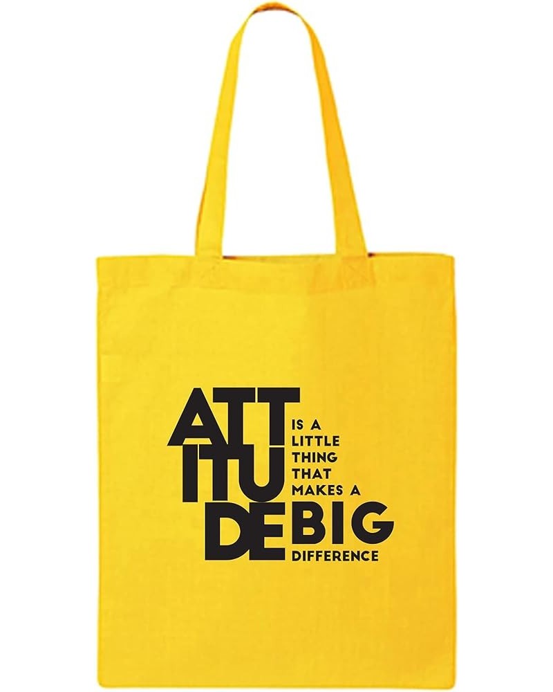 Attitude Cotton Canvas Tote Bag Yellow $11.54 Handbags