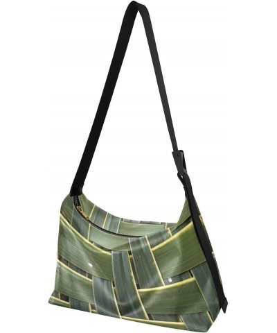 Crossbody Bag for Women Men Trendy Green Bamboo Texture Leather Casual Hobo Shoulder Bags Purses with Adjustable Strap Woven ...