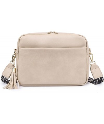 Women Crossbody Bags PU Leather Shoulder Purses Multipockets Messenger Handbags with Tassel Beige $20.28 Totes