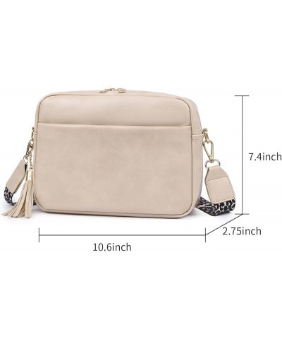 Women Crossbody Bags PU Leather Shoulder Purses Multipockets Messenger Handbags with Tassel Beige $20.28 Totes