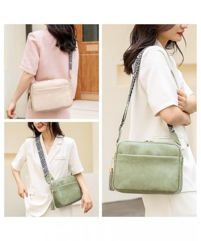 Women Crossbody Bags PU Leather Shoulder Purses Multipockets Messenger Handbags with Tassel Beige $20.28 Totes