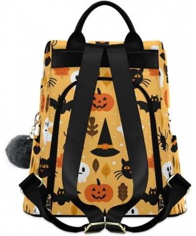 Halloween Spooky Skull Pumpkin Black Cat Backpack Purse for Women Travel Bag Anti Theft Back Pack Fashion Shoulder Bag with A...