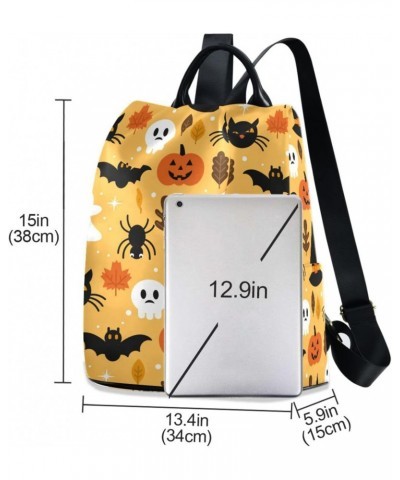 Halloween Spooky Skull Pumpkin Black Cat Backpack Purse for Women Travel Bag Anti Theft Back Pack Fashion Shoulder Bag with A...