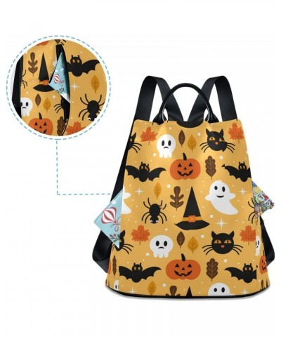 Halloween Spooky Skull Pumpkin Black Cat Backpack Purse for Women Travel Bag Anti Theft Back Pack Fashion Shoulder Bag with A...