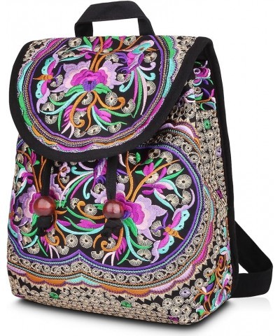 Embroidered Backpack Purse for Women, Boho Elegance Vintage Ethnic Floral Shoulder Handbag (Blue) Red $12.99 Shoulder Bags