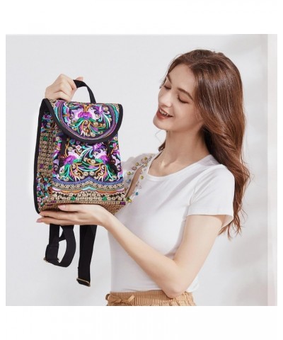 Embroidered Backpack Purse for Women, Boho Elegance Vintage Ethnic Floral Shoulder Handbag (Blue) Red $12.99 Shoulder Bags