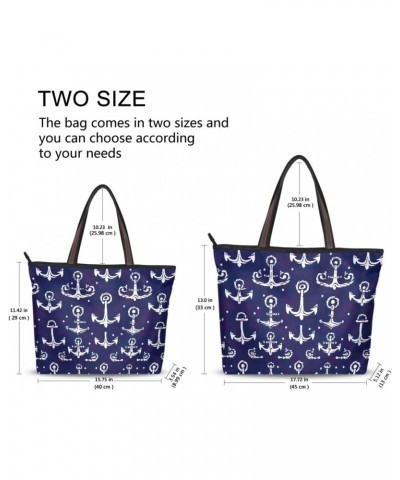 Women Tote Bags Blue Anchor Top Handle Satchel Handbags Shoulder Bag for Shopping 20849269 $12.59 Totes