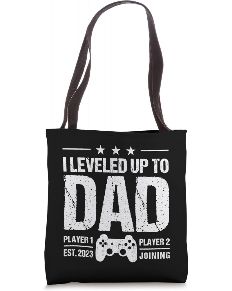 I Leveled Up To Dad Est 2023 - Funny New Dad Gamer Vintage Tote Bag $14.00 Totes