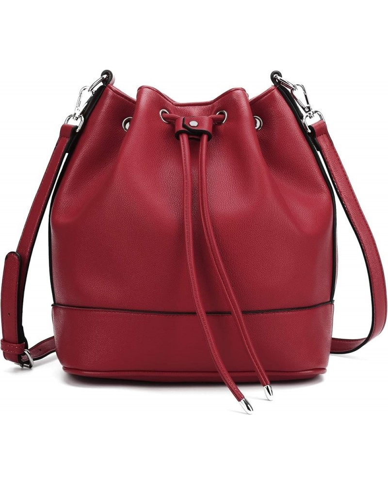 Bucket Bags and Purses For Women Drawstring Hobo and Shoulder Handbags with 2 Detachable Straps Red $14.62 Hobo Bags