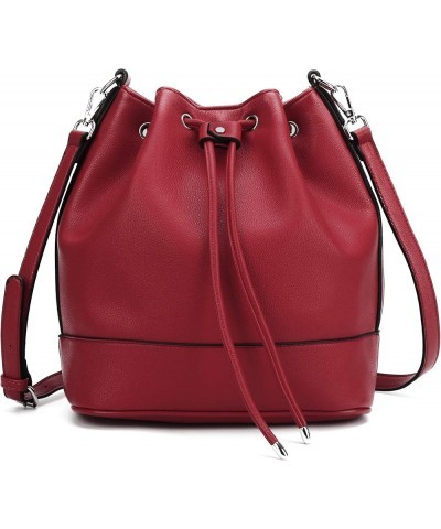 Bucket Bags and Purses For Women Drawstring Hobo and Shoulder Handbags with 2 Detachable Straps Red $14.62 Hobo Bags