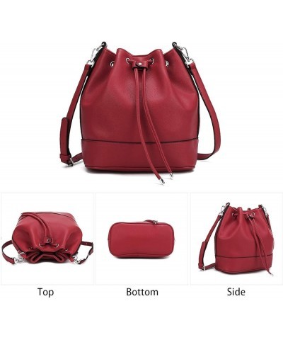 Bucket Bags and Purses For Women Drawstring Hobo and Shoulder Handbags with 2 Detachable Straps Red $14.62 Hobo Bags