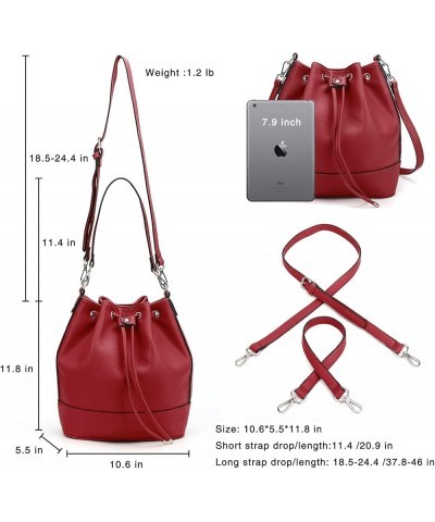 Bucket Bags and Purses For Women Drawstring Hobo and Shoulder Handbags with 2 Detachable Straps Red $14.62 Hobo Bags