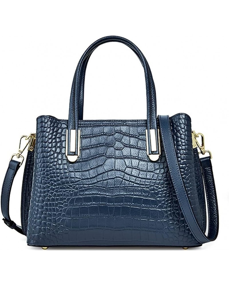 Genuine Leather Tote Bag for Women Crocodile Print Shoulder Bag Fashion Crossbady Bag Top Handle Handbag Retro Purse Blue $37...