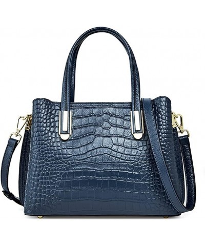 Genuine Leather Tote Bag for Women Crocodile Print Shoulder Bag Fashion Crossbady Bag Top Handle Handbag Retro Purse Blue $37...