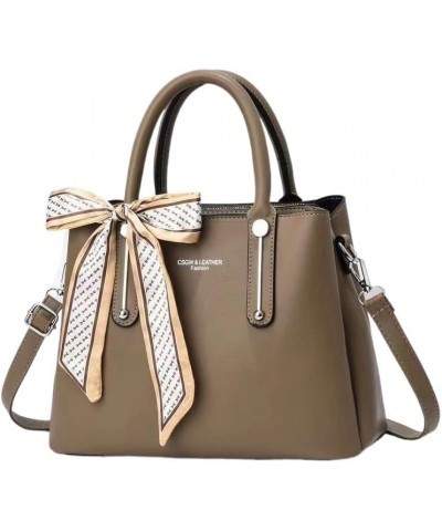 Women Handbag Lady Large Capacity Cross-Body Bag Leisure Solid Color Satchel Shoulder Bag with Silk Ribbon (Khaki) Red $58.24...