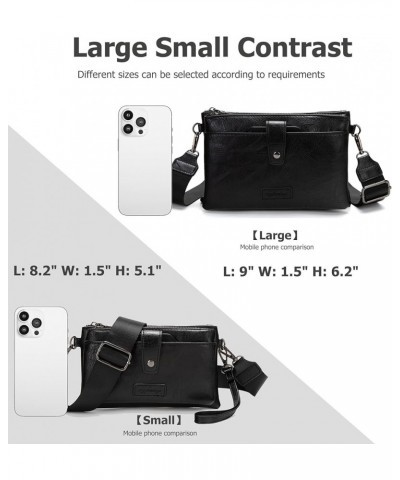 Vintage Leather Camera Crossbody Bag for Women, Stylish Two Layer Shoulder Bag Purse with Removable Card Slots Black-l $11.50...