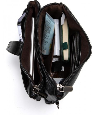 Vintage Leather Camera Crossbody Bag for Women, Stylish Two Layer Shoulder Bag Purse with Removable Card Slots Black-l $11.50...