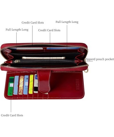 Wallet Purse for Women Leather Wristlet Wallet Zipper Credit Card Holder Rfid Wallet with Phone Pocket Wine $21.15 Wallets