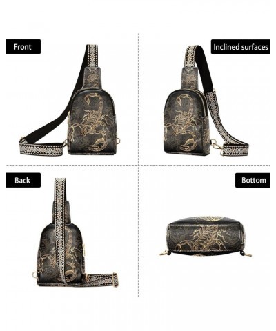 Small Sling Bag Scorpion Tattoo Crossbody Bag PU Leather Sling Purse for Women $14.57 Crossbody Bags