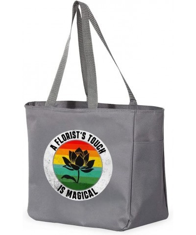 Florist Design Tote Bag with Pocket - Florist Themed Items - Cute Items Gray $18.70 Totes