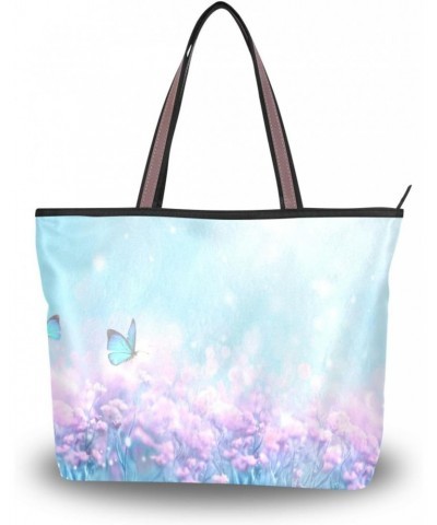 Womens Tote Bag, Floral Spring Butterflies Ladies Zip Shoulder Handbags $11.76 Shoulder Bags