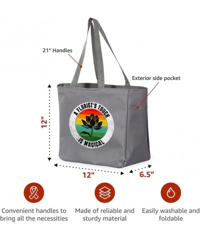 Florist Design Tote Bag with Pocket - Florist Themed Items - Cute Items Gray $18.70 Totes