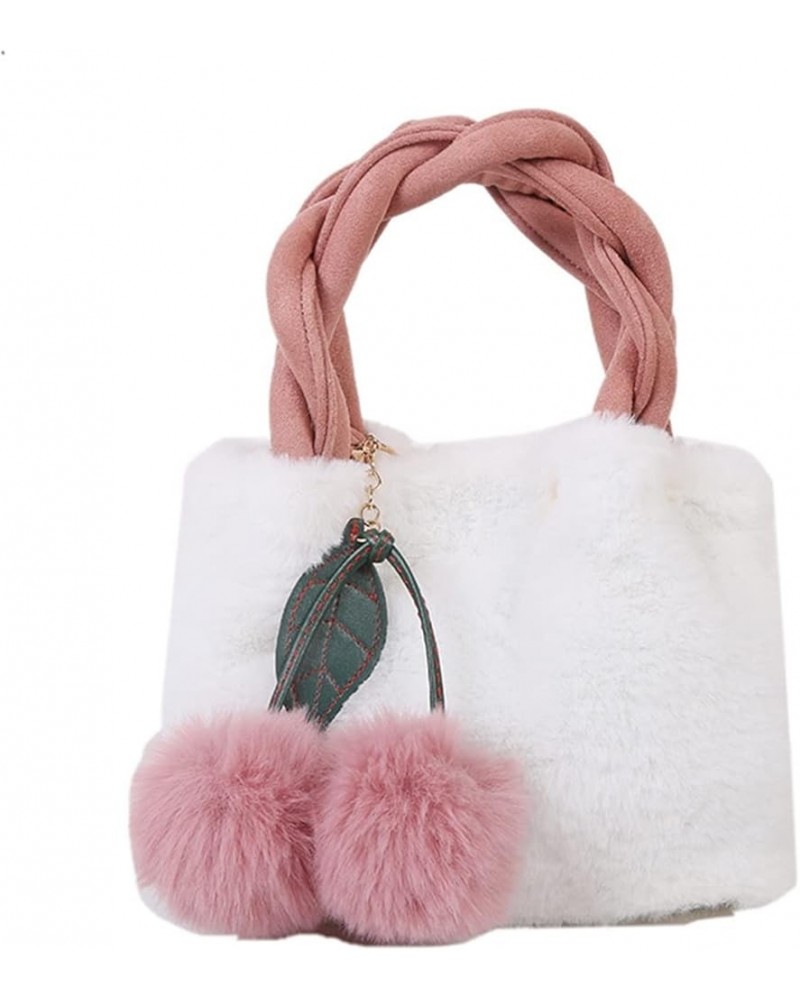 Chain Plush Soft Handbag Shoulder Bag (Color : White, Size : 29 * 24 * 6cm) 29*24*6cm White $48.11 Shoulder Bags