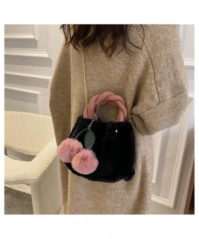 Chain Plush Soft Handbag Shoulder Bag (Color : White, Size : 29 * 24 * 6cm) 29*24*6cm White $48.11 Shoulder Bags