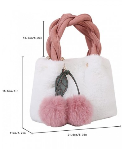 Chain Plush Soft Handbag Shoulder Bag (Color : White, Size : 29 * 24 * 6cm) 29*24*6cm White $48.11 Shoulder Bags