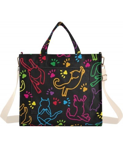 Purses Totes Women Print Abstract Animal Skin Crossbody Tote Purse Pattern Book Bag Large Totes Bag Funny Cat Black $9.46 Totes