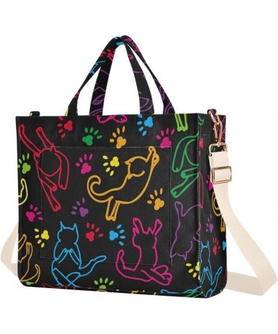 Purses Totes Women Print Abstract Animal Skin Crossbody Tote Purse Pattern Book Bag Large Totes Bag Funny Cat Black $9.46 Totes